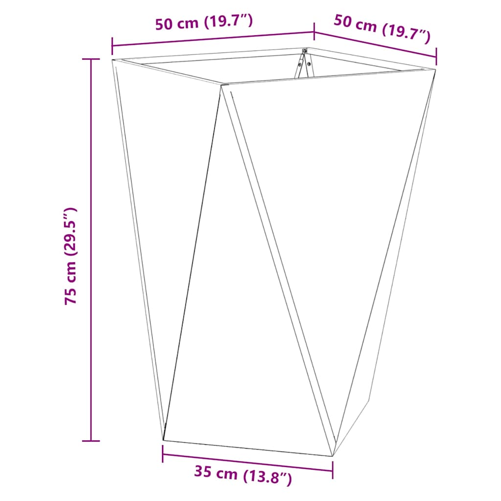 vidaXL Pflanzkübel Rostig 50 x 50 x 75 cm Wetterfeststahl