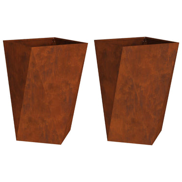 vidaXL Pflanzkübel 2 pcs Rostig 50 x 50 x 75 cm Wetterfeststahl