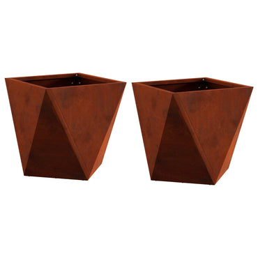 vidaXL Pflanzkübel 2 pcs Rostig 30 x 30 x 30 cm Wetterfeststahl