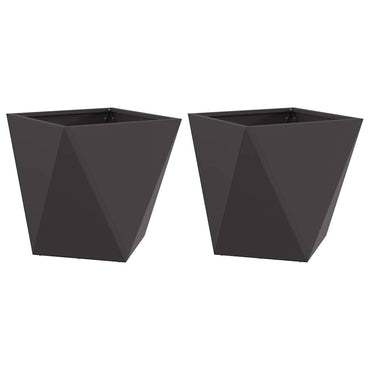 vidaXL Pflanzkübel 2 pcs Schwarz 50 x 50 x 50 cm Stahl
