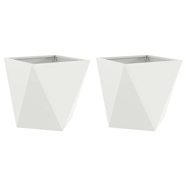 vidaXL Pflanzkübel 2 pcs Weiß 50 x 50 x 50 cm Stahl