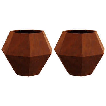 vidaXL Pflanzkübel 2 pcs Rostig 75 x 75 x 60 cm Wetterfeststahl