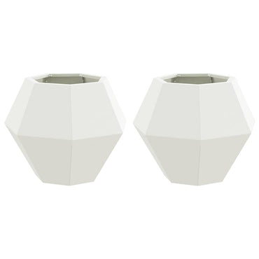 vidaXL Pflanzkübel 2 pcs Weiß 50 x 50 x 40 cm Stahl