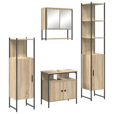 vidaXL Ensemble de meubles de salle de bain avec étagère 4 pcs Chêne Sonoma Bois d'ingénierie