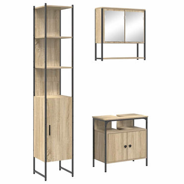 vidaXL Ensemble de meubles de salle de bain avec étagère 3 pcs Chêne Sonoma Bois d'ingénierie
