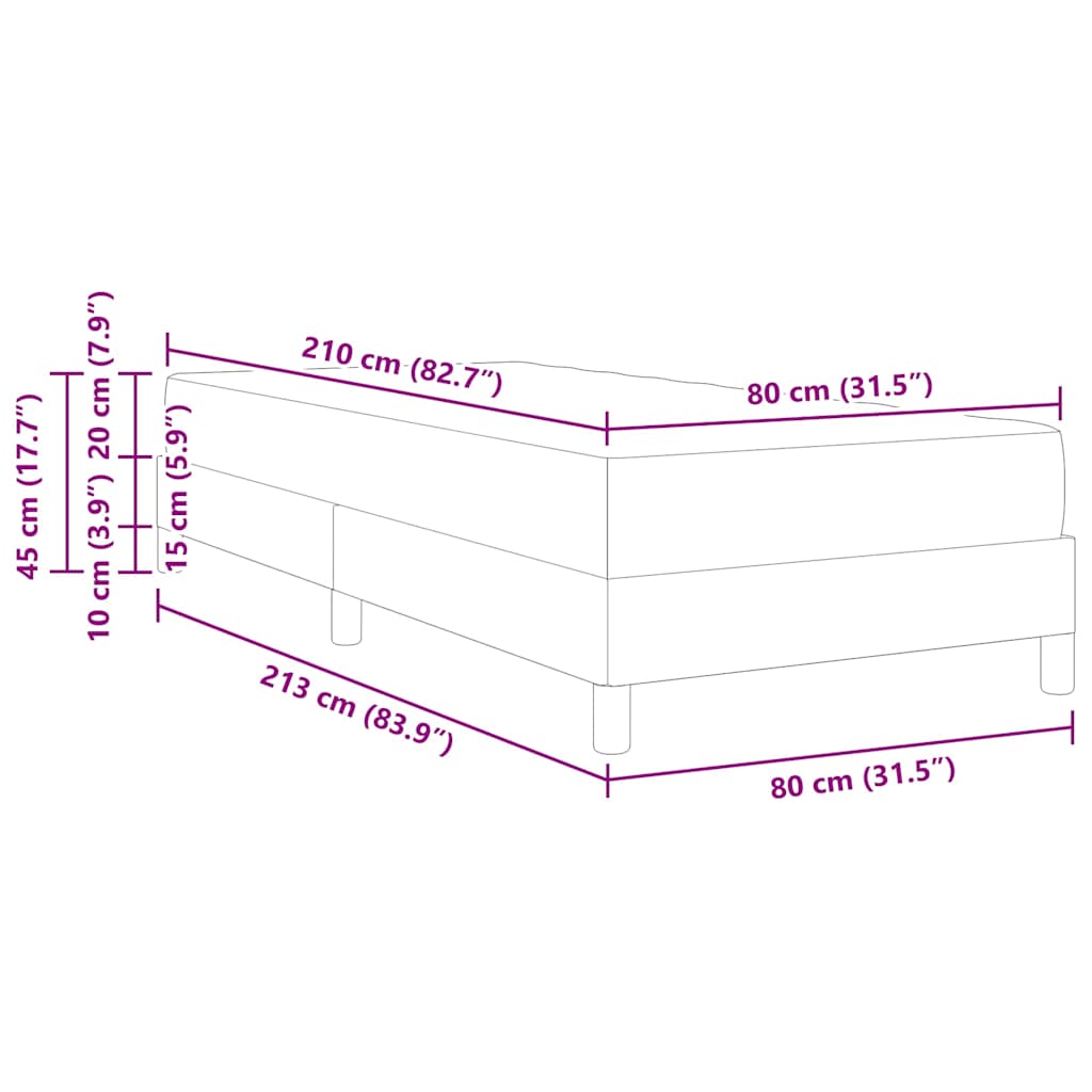 vidaXL Boxspringbett mit Matratze Hellgrau 80 x 210 cm Stoff
