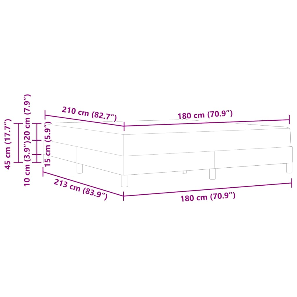 vidaXL Boxspringbett mit Matratze Hellgrau 180 x 210 cm Stoff