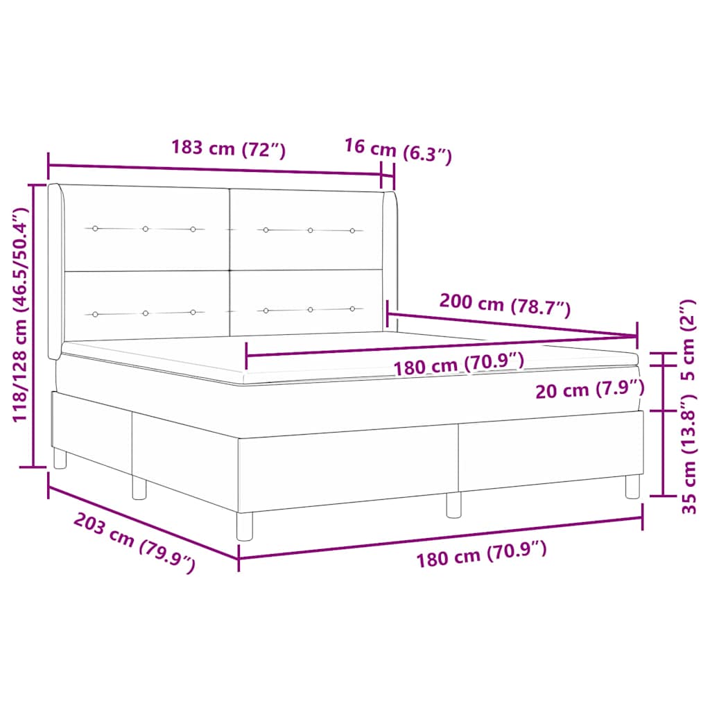 Boxspringbett mit Matratze Dunkelgrau 180 x 200 cm Samt