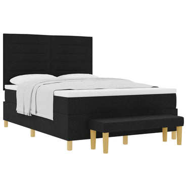 vidaXL Boxspringbett mit Matratze Schwarz 140 x 190 cm Stoff