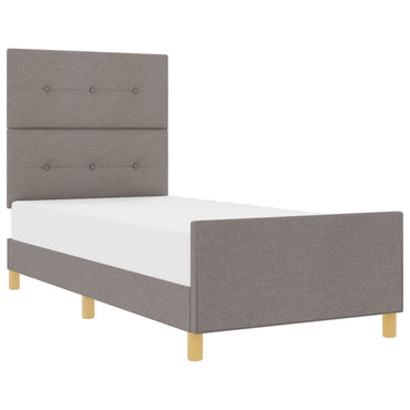 vidaXL Bettgestell mit Kopfteil Taupe 100 x 200 cm Stoff