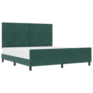 vidaXL Boxspringbett mit Kopfteil Dunkelgrün 180 x 200 cm Samt