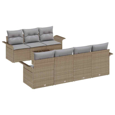 vidaXL Ensemble de canapés de jardin avec coussins 8 pcs Beige et Gris Résine tressée