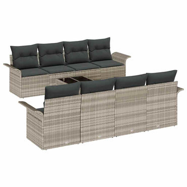 vidaXL Garten-Sofa-Set mit Kissen 9 pcs Hellgrau und Dunkelgrau