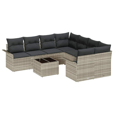 vidaXL Gartensofa-set 9 pcs Hellgrau und Dunkelgrau Poly-Rattan
