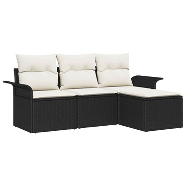 vidaXL Garten-Sofa-Set mit Kissen 4 pcs Schwarz Poly Rattan