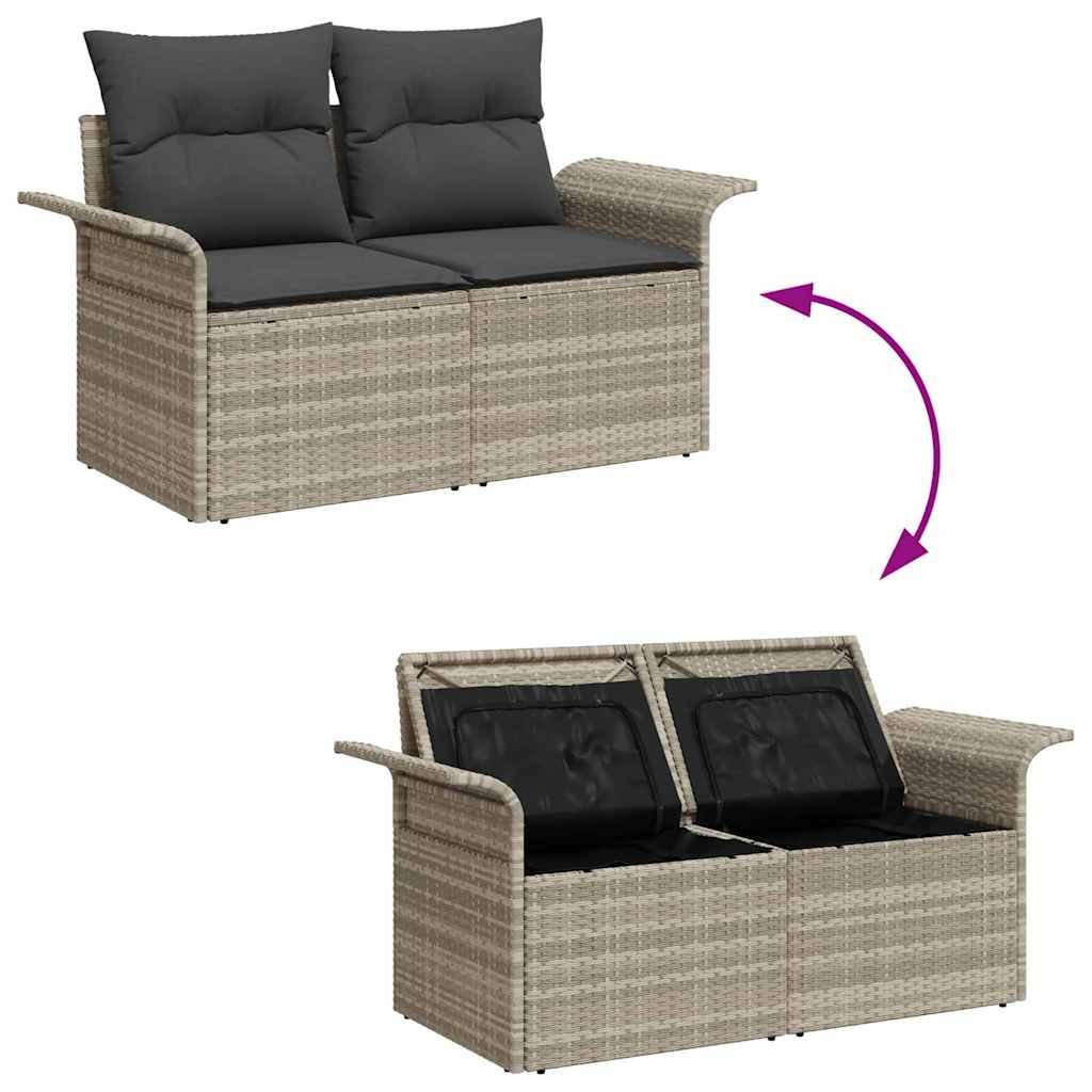 vidaXL Gartensofa-set mit Speicher 9 pcs Hellgrau Poly-Rattan