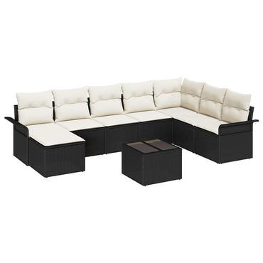 vidaXL Salon de jardin avec coussins et rangements 9 pcs Résine tressée Marron