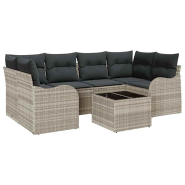 vidaXL Garten-Sofa-Set mit Kissen 7 pcs Hellgrau und Dunkelgrau