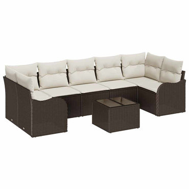 vidaXL Garten-Sofa-Set mit Kissen mit Speicher 8 pcs Braun und Creme