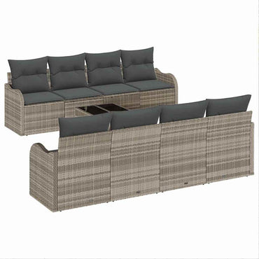 vidaXL Garten-Sofa-Set mit Kissen 9 pcs Hellgrau und Dunkelgrau