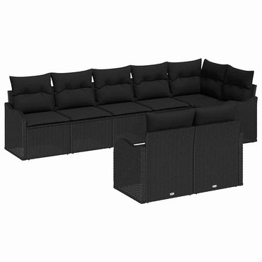 vidaXL Salon de jardin avec rangement 8 pcs Résine tressée Noir