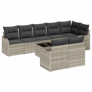 vidaXL Garten-Sofa-Set mit Kissen 9 pcs Hellgrau Poly Rattan