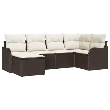 vidaXL Garten-Sofa-Set mit Kissen 6 pcs Braun und Weiß Poly Rattan