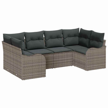 vidaXL Garten-Sofa-Set mit Kissen 6 pcs Grau Poly Rattan