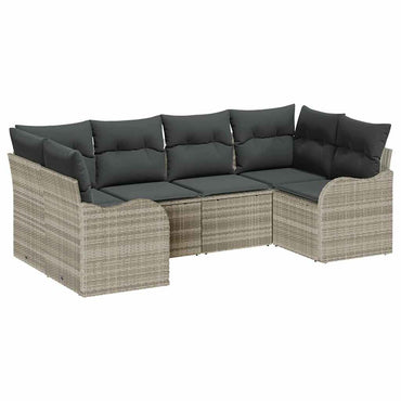 vidaXL Garten-Sofa-Set mit Kissen 6 pcs Hellgrau Poly Rattan