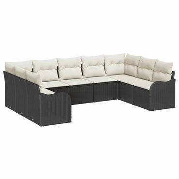 vidaXL Gartensofa-set mit Speicher 9 pcs Schwarz und Weiß Poly-Rattan