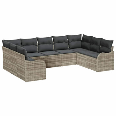vidaXL Gartensofa-set mit Speicher 9 pcs Hellgrau Poly-Rattan