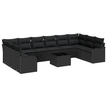 vidaXL Gartensofa-set mit Speicher 11 pcs Schwarz Poly-Rattan