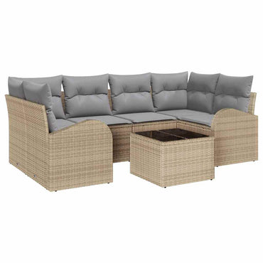 vidaXL Salon de jardin avec coussins et rangement 7 pcs Beige et gris
