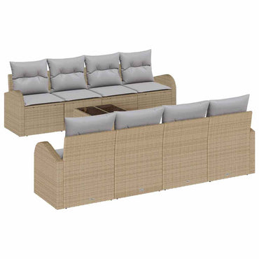 vidaXL Garten-Sofa-Set mit Kissen mit Speicher 9 pcs Beige und Grau