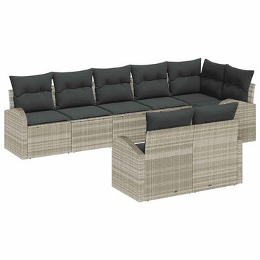 vidaXL Gartensofa-set mit Kissen 8 pcs Hellgrau Poly-Rattan