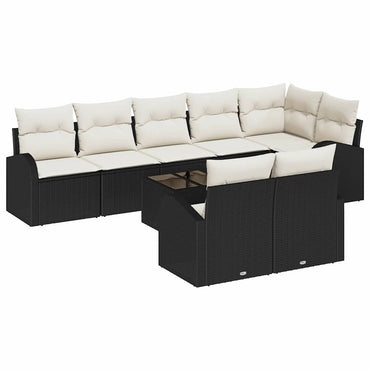 vidaXL Gartensofa-set mit Kissen 9 pcs Schwarz und Weiß Poly-Rattan