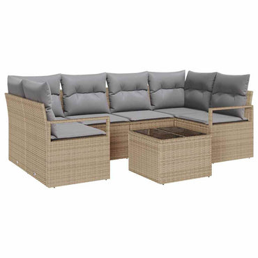 vidaXL Salon de jardin avec coussins et rangement 7 pcs Beige et gris