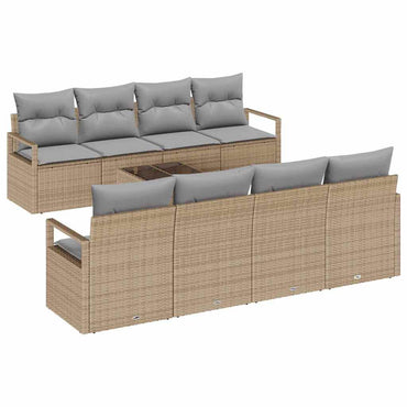vidaXL Gartensofa-set mit Kissen 9 pcs Beige und Grau Poly-Rattan