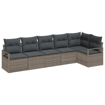 vidaXL Gartensofa-set mit Kissen mit Speicher 6 pcs Grau Poly-Rattan