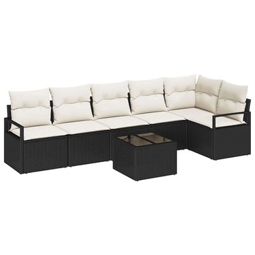 vidaXL Gartensofa-set mit Kissen 7 pcs Braun und Creme Poly-Rattan