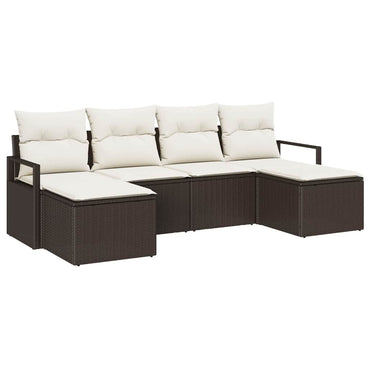 vidaXL Salon de jardin avec coussins 6 pcs Marron et Crème Résine tressée