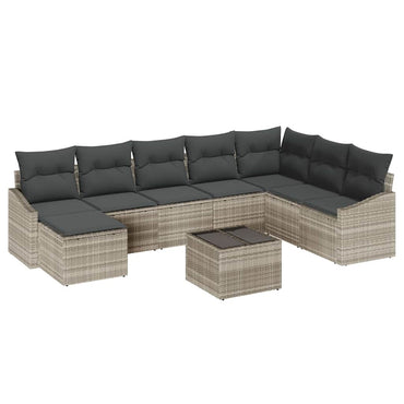 vidaXL Ensemble de canapés de jardin avec coussins 8 pcs Gris clair Résine tressée