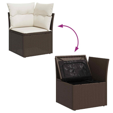 vidaXL Salon de jardin avec rangement 9 pcs Rotin synthétique marron et crème