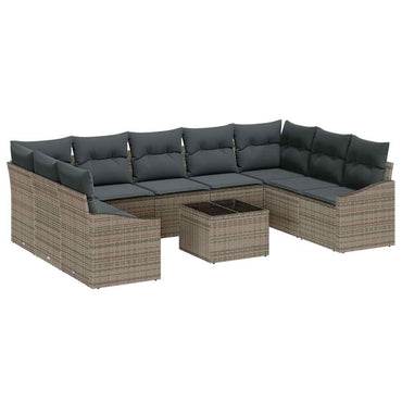 vidaXL Salon de jardin avec rangement Gris clair Résine tressée
