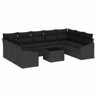 vidaXL Salon de jardin avec rangement Noir Résine tressée
