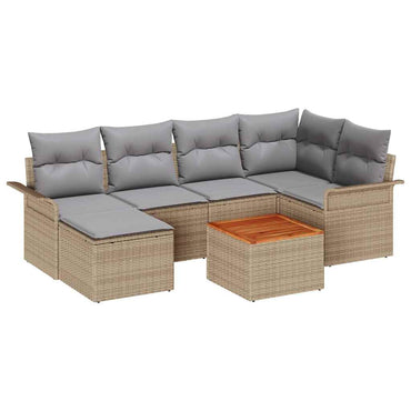 vidaXL Salon de jardin 7 pcs Beige et gris clair Résine tressée