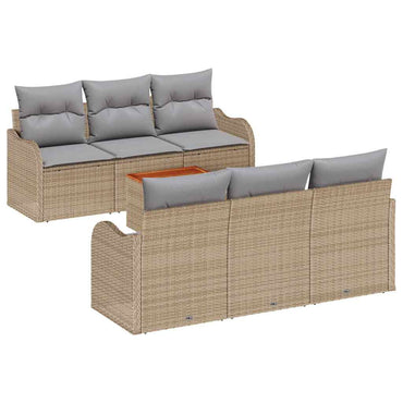 vidaXL Salon de jardin 7 pcs Beige et gris clair Résine tressée