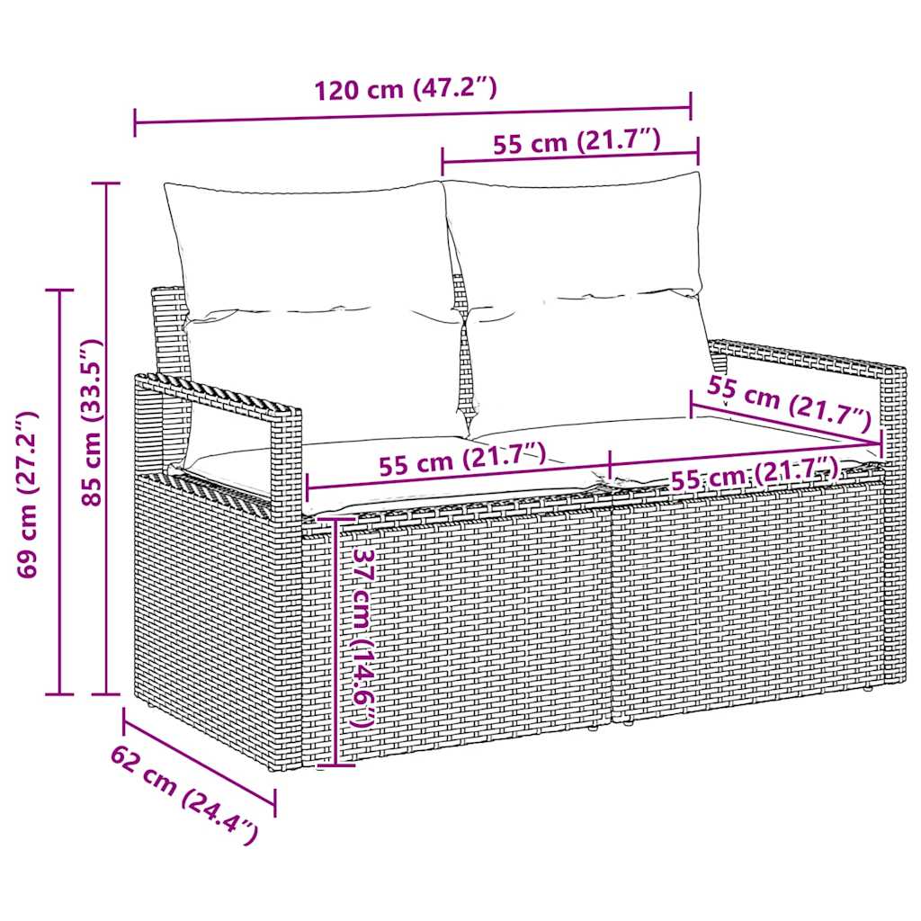 vidaXL Salon de jardin avec rangement 5 pcs Gris résine tressée
