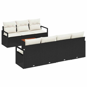 vidaXL Salon de jardin 8 pcs avec rangement Noir et crème Résine tressée