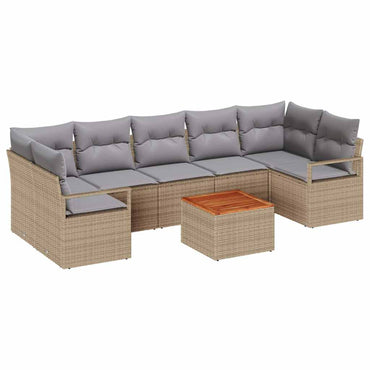 vidaXL Salon de jardin 8 pcs Beige et gris clair poly rotin